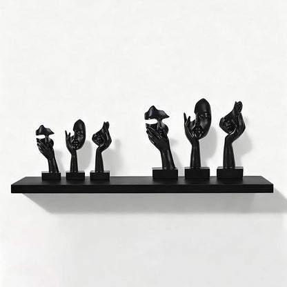 3 Pcs Thinker Large Statue Set - Black Art Abstract Home Accent Figurines for Living Room, Bedroom, Shelves, Office Desktop, Coffee Table Decor, Gift for Women (3 Pcs Black, 9")
