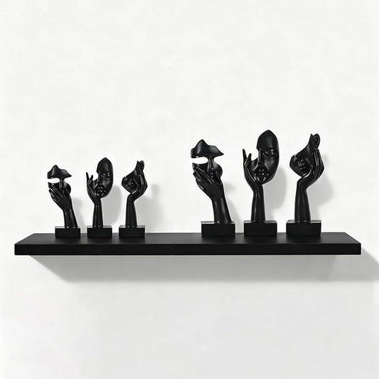 3 Pcs Thinker Large Statue Set - Black Art Abstract Home Accent Figurines for Living Room, Bedroom, Shelves, Office Desktop, Coffee Table Decor, Gift for Women (3 Pcs Black, 9")