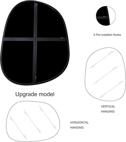 ELEHUME Asymmetrical Wall Mirror for Decor 21"*27", Modern Black Framed Wall Mirror for Living Room Bathroom Bedroom Entryway ELE-STOU-0065B