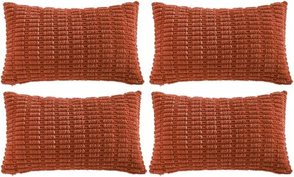 Fancy Homi 4 Packs Decorative Throw Pillow Covers for Living Room Couch Bed, Modern Farmhouse Boho Home Décor Accent Cushion Case, 24" x 14", Burnt Orange