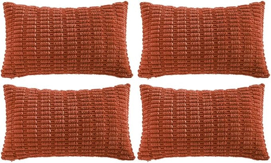 Fancy Homi 4 Packs Decorative Throw Pillow Covers for Living Room Couch Bed, Modern Farmhouse Boho Home Décor Accent Cushion Case, 24" x 14", Burnt Orange
