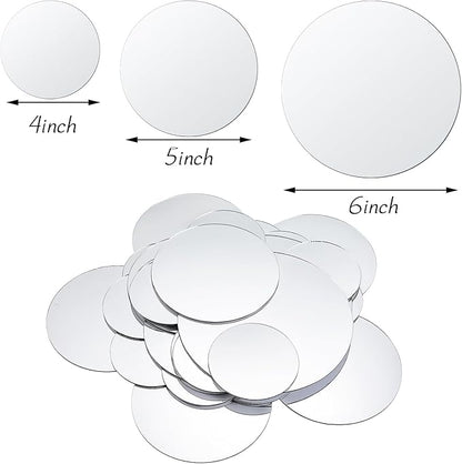 Jetec 40 Pieces Mini Size Round Mirror Small Round Mirror Adhesive Tiles Home Decoration for Crafts and DIY Projects Supplies(4 Inch, 5 Inch, 6 Inch)