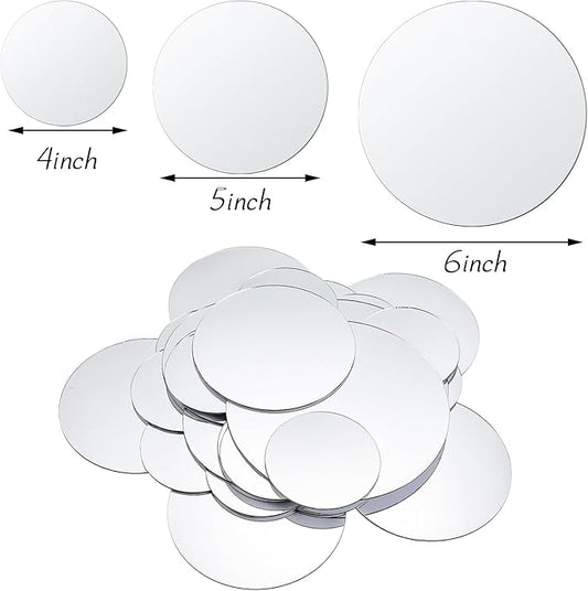 Jetec 40 Pieces Mini Size Round Mirror Small Round Mirror Adhesive Tiles Home Decoration for Crafts and DIY Projects Supplies(4 Inch, 5 Inch, 6 Inch)