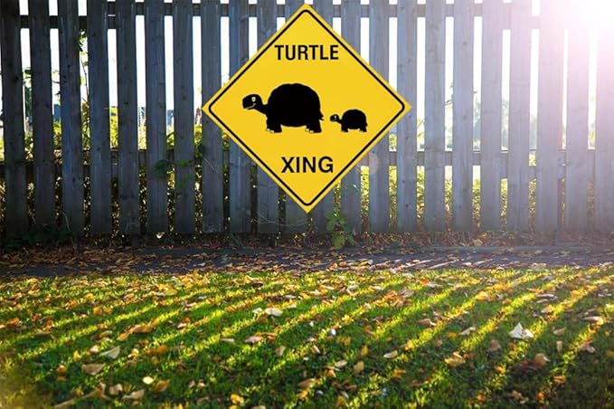 Street Sign Wall Art Plaque Turtle Xing Crossing Metal Signs Yard Decoration Signs Caution Slow Animal Outdoor & Indoor Aluminum Metal Tin Sign 12 X 12 Inch
