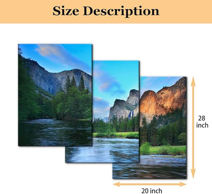 Pacimo Mountain Canvas Wall Art Panorama of Yosemite Valley Pictures Painting National Park Modern Artwork Lake Nature Landscape Framed Wall Art for Living Room Bedroom Office Wall Decor - 20"x28"x3