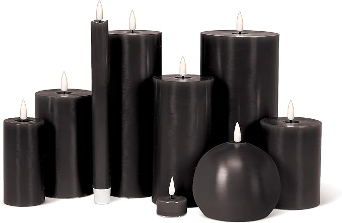 Abbott Collection Wax LED Flameless Pillar Candle - Black (3x6 H)