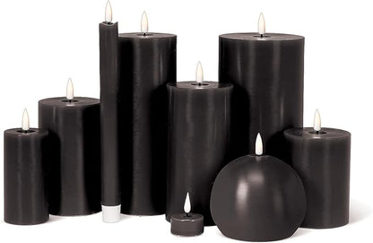 Abbott Collection Wax LED Flameless Pillar Candle - Black (4x8 H)