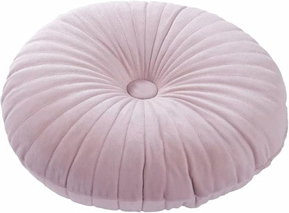 HLOVME Round Pillow Cushion for Couch Velvet Decorative Small Throw Pillow Solid Color for Living Room Bed Floor 13.7”, Pink