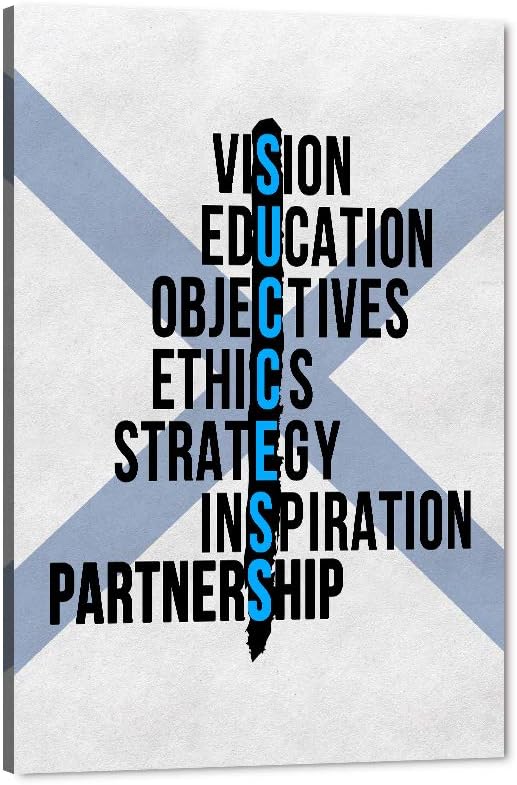 Inspirational Canvas Wall Art Motivational Painting Positive Entrepreneur Quotes Posters SUCCESS Picture Art Prints Artwork Office Decor for Home Bathroom Bedroom Ready to Hang-12”Wx16”H