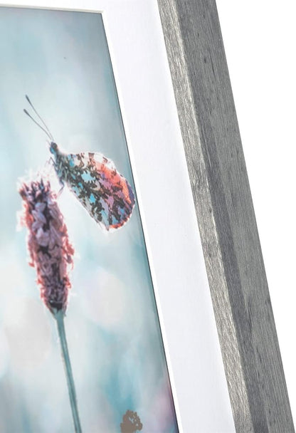 Grey 8x10 Picture Frame set of 2,Display 8x10 without Mat or 5x7 with Mat
