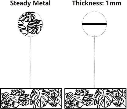 CREATCABIN Leaf Metal Wall Art Rectangle Wall Decoration Black Turtle Backed Bamboo Frame Sculptures Wall Hanging Ornament Hollow Out Metal Wall Sign for Bathroom Living Room Bedroom Porch 12 x 4Inch