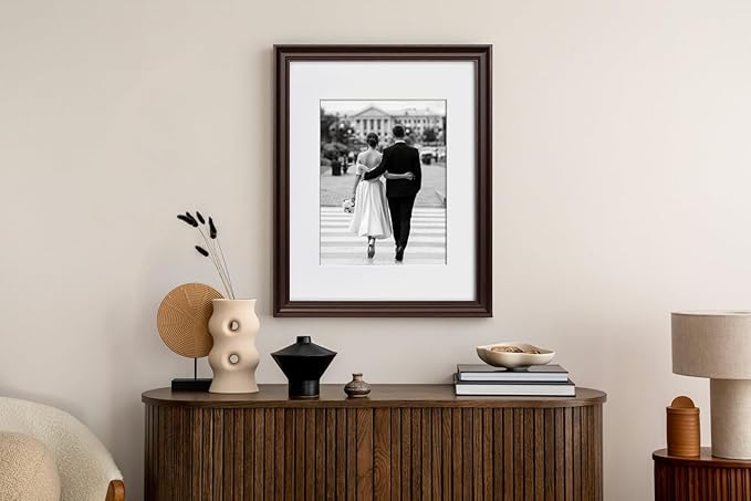 Yaetm 16x20 Picture Frame Matted to 11x14 Set of 4, 1.4" Wide Molding & Dark Brown Poster Frames 16 x 20 for Wall Gallery, Home and Office, Wall Mount (4 Pack, Brown)