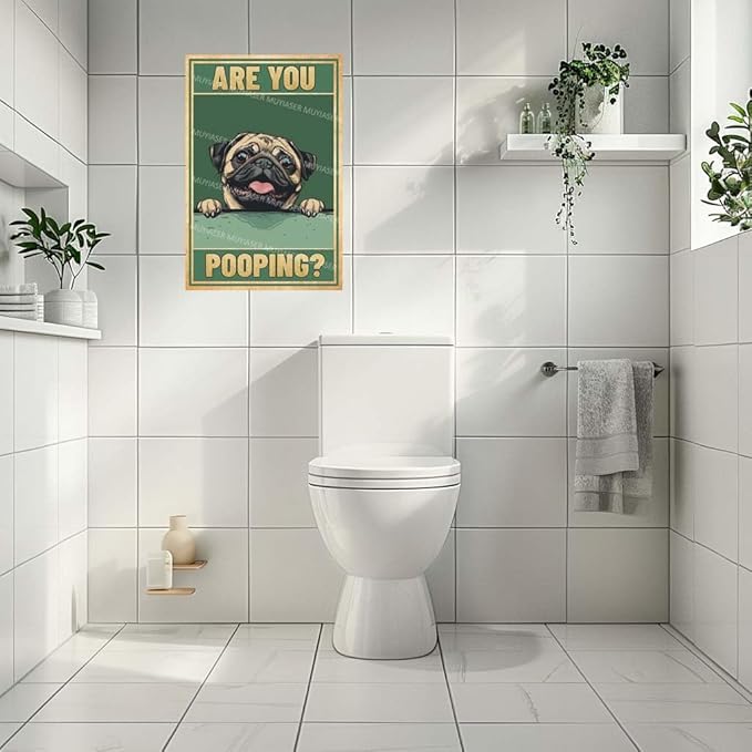 Metal Tin Sign Are You Pooping Pug Vintage Metal Signs Retro Aluminum Tin Sign for Washroom Garden Door Home Bar Cafe Decor 8x12 Inch