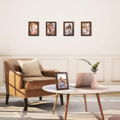 Giftgarden 4x6 Picture Frame Brown Set of 12, Multi Rustic Walnut Wood-Color 4 by 6 Photo Frames Bulk for Wall or Tabletop Display