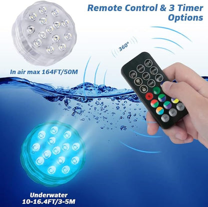 Pool Lights Submersible LED Light with Remote, Waterproof Pond Lights with Upgrade Suction Cups,Magnets, 16 Changeable Colors 3.35'' Battery LED light for Underground Pool Fountain Pond Aquarium
