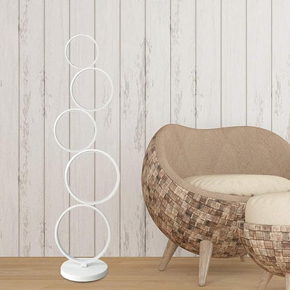 LAKIQ Modern Living Room LED Floor Lamps Plug-in Acrylic Stacked Rings Standing Lamps for Bedroom(White, Neutral Light)