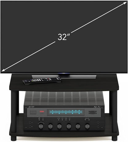 Furinno TURN-N-TUBE TV Riser Stand, 2-Tier Small Elevated No Tools TV Stand with Plastic Poles, Console for TV up to 32 inch, 15.8 x 23.8 x 11, for Living Room, Bedroom, Espresso