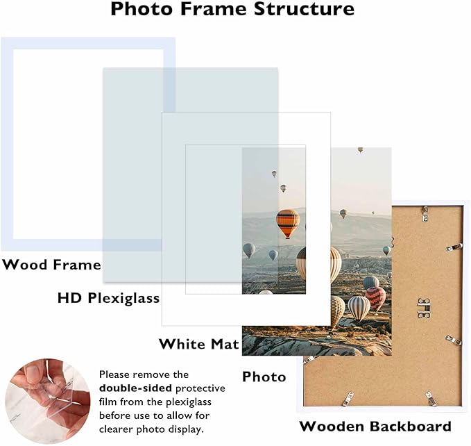 10x14 Picture Frame Set of 12 for 30 x 40 cm Diamond Art Painting, Display 8.5x11 with Mat or 10x14 without Mat, Wood 10 by 14 Wall Gallery Poster Photo Frames Bulk with 8.5x11 Mat,12 Pack, White