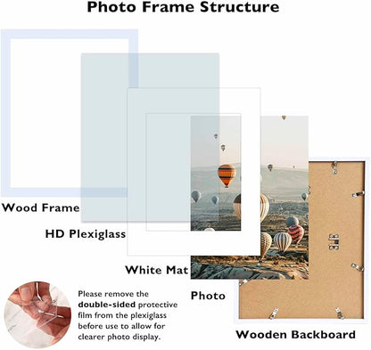10x14 Picture Frame Set of 12 for 30 x 40 cm Diamond Art Painting, Display 8.5x11 with Mat or 10x14 without Mat, Wood 10 by 14 Wall Gallery Poster Photo Frames Bulk with 8.5x11 Mat,12 Pack, White