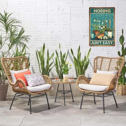 Funny Sign Hoeing Ain't Easy Garden Sign Outside Decor Metal Sign For Gardener 8" x 12"