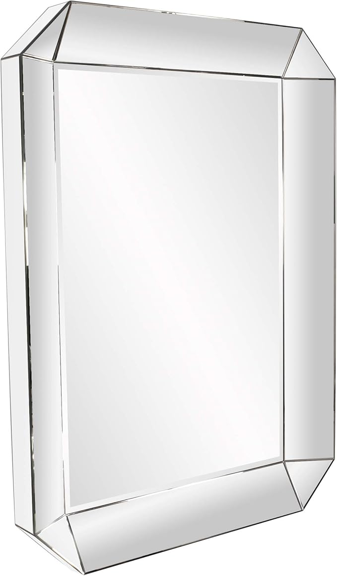 Howard Elliott Collection Sybil Leaner Full Length Mirror, Oversized Modern All Glass Frame Floor or Wall Mirror, Standing or Leaning Vanity for Living Room, Bedroom & Home Decor Display, 74 x 54 Inch