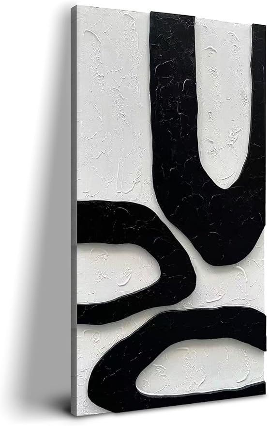 NANKAI Art 48x24 Inch white and black thick texture Abstract Oil painting Hand painted modern minimalist oil painting home office corridor wall decorative art