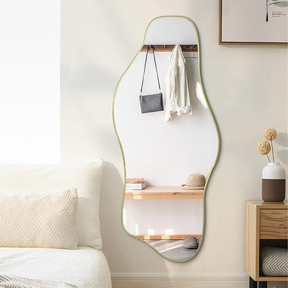Irregular Wall Mirror, 54.5"x24" Asymmetrical Tempered Glass Mirror, Large Organic Shape Frameless Mirrors for Living Room Bedroom Hallway Entryway, Horizontal or Vertical Hanging