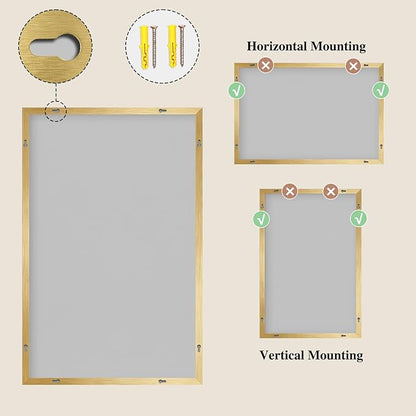 Koonmi Gold Mirrors for Wall, 30x60 Inch Bathroom Mirror, Rectangular Wall Mirror for Living Room Bedroom Bathroom, Hangs Horizontally or Vertically