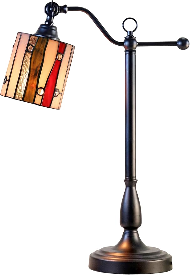Dale Tiffany TA25031 Tiffany Desk Lamp with Handmade Stained Glass Shade, El Anza, Multicolor, 24-Inch Tall
