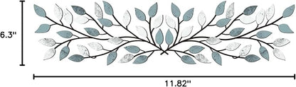 Hotop 2 Pieces Metal Tree Leaf Wall Decor Vine Olive Branch Leaf Wall Art Wrought Iron Scroll Sculptures Above the Bed, Living Room, Outdoor Decoration(Fresh Style,Fresh Color)