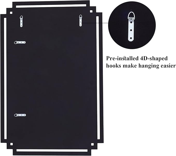 32" X 47" Large Bathroom Wall Mirror with Glass Pieces and Beveled Edge, Elegant Decorative Mirror for Wall Decor Living Room, Dining Room, Fireplace, Hang Horizontally or Vertically