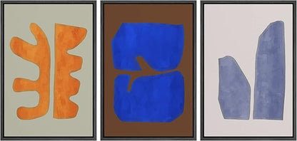 SIGNLEADER Framed Canvas Print Wall Art Set Multicolor Vibrant Mid-Century Figure Collage Abstract Shapes Illustrations Modern Art Boho Decorative for Living Room, Bedroom, Office - 16"x24"x3 BLACK
