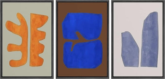 SIGNLEADER Framed Canvas Print Wall Art Set Multicolor Vibrant Mid-Century Figure Collage Abstract Shapes Illustrations Modern Art Boho Decorative for Living Room, Bedroom, Office - 16"x24"x3 BLACK