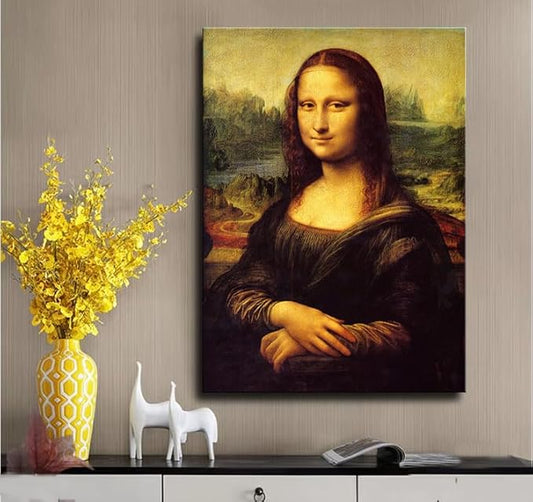 Mona Lisa by Leonardo DaVinci Canvas Wall Art Classic Painting Reproduction Vintage Artwork Print Framed Art for Wall Decor 24"x36"