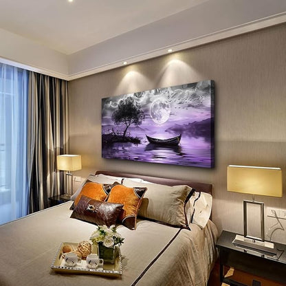 hyidecorart Black And White Wall Paintings Canvas Wall Art For Living Room Large Wall Decor For Bedroom Office Decorations Purple Scenery Abstract Pictures Artwork Canvas Prints Home Decor