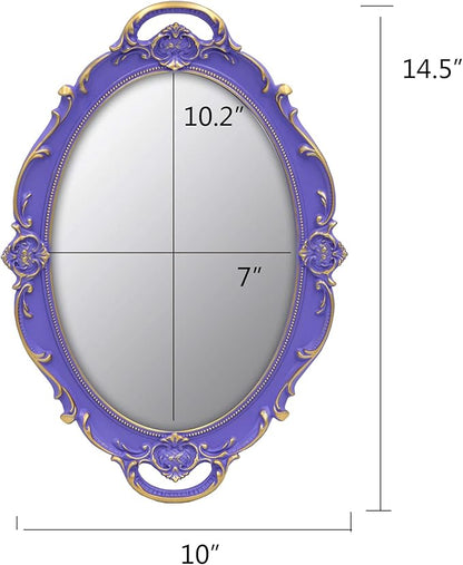 YCHMIR Vintage Small Mirror 14.5 x 10 Inch Oval Purple Wall Mirror
