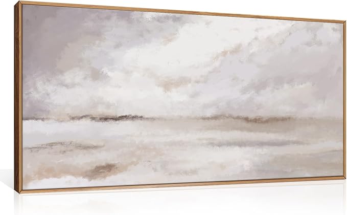 DRACIT Large Neutral Abstract Framed Canvas Wall Art Set,Minimalist Gray and Beige Pastel Wall Decor,Modern Nature Misty Textured Art Painting for Living Room,Bedroom-20 x40