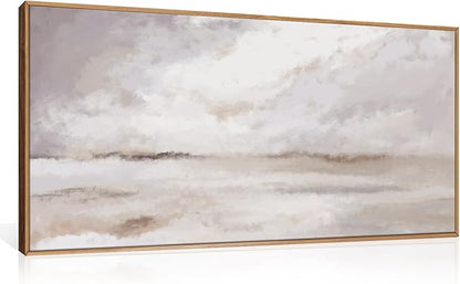 DRACIT Large Neutral Abstract Framed Canvas Wall Art Set,Minimalist Gray and Beige Pastel Wall Decor,Modern Nature Misty Textured Art Painting for Living Room,Bedroom-20 x40