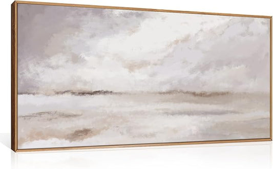 DRACIT Large Neutral Abstract Framed Canvas Wall Art Set,Minimalist Gray and Beige Pastel Wall Decor,Modern Nature Misty Textured Art Painting for Living Room,Bedroom-20 x40