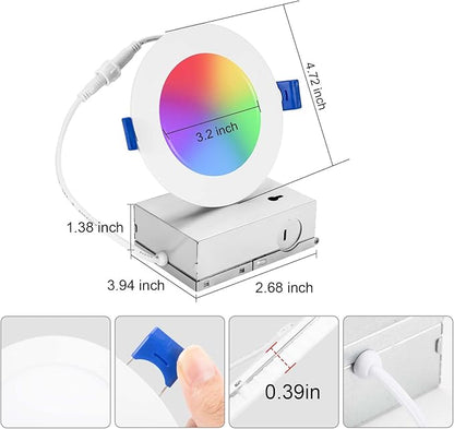 Xsky 4 Inch Smart Canless Recessed Lighting, 1 Pack, Zigbee 3.0 RGB+CCT LED Downlight, 750LM, Compatible with Alexa, Home Assistant, and Zigbee 3.0 Hubs