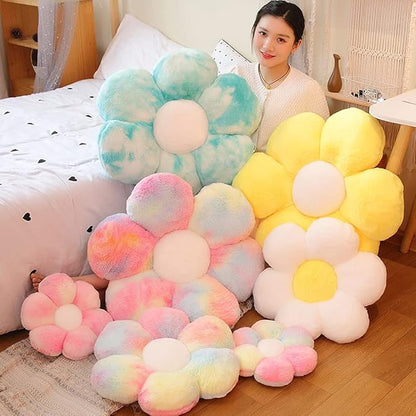 lannery Flower Plush Throw Pillows, Flower Floor Pillow Seating Cushion Toy for Reading, Room, Watching TV (19.7", Blue)