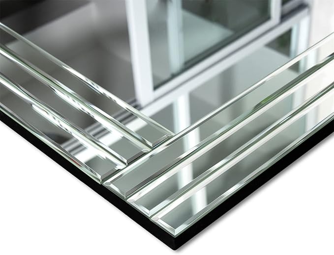 Decorative Wall Mirror 36"x24" Rectangle Silver Modern Mirror Frameless Vanity Mirror for Bathroom Bedroom Living Room Dining Room