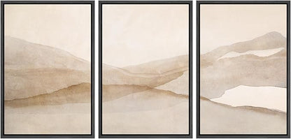 SIGNLEADER Framed Canvas Print Wall Art Set Minimal Neutral Mountain Landscape Illustrations Minimal Decorative Bohemian for Living Room, Bedroom, Office - 16"x24"x3 Black