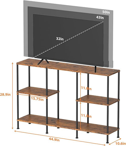 50 Inch TV Stand, Tall Entertainment Center with Open Storage Shelves,3 Tier Tall Farmhouse TV Console Table for Small Spaces, Media Cabinet Rustic Entertainment Center for Living Room Bedroom, Brown