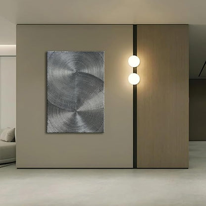 Slyart Handmade Modern Abstract Painting 3D Texture Wall Art 28x40 inches Minimalist Silver Gray Artwork Vertical Painting on Canvas Wall Decor