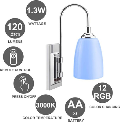 LUXSWAY 12 Colors Changing Wall Lamp, Dimmable Up/Down Wall Sconce,Over Bed Headboard Light for Bedroom Hallway Home Decor- 1Pack