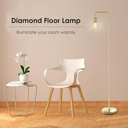 BoostArea Gold Floor Lamp, Industrial Floor Lamp, Minimal Standing Lamp, E26 Socket, On/Off Footswitch, Whole Metal, Modern Small Simple Stand Up Lamp for Bedroom Living Room, Vintage, Mid Century