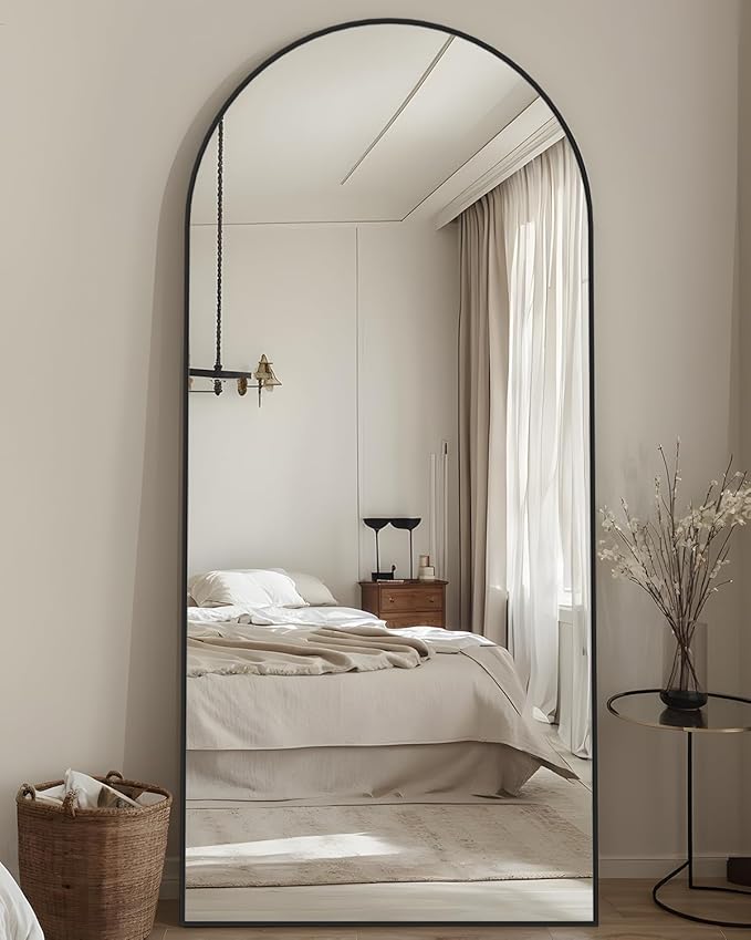 Floor Mirror, 44"×72" Full Length Mirror with Stand for Bedroom Living Room, Black