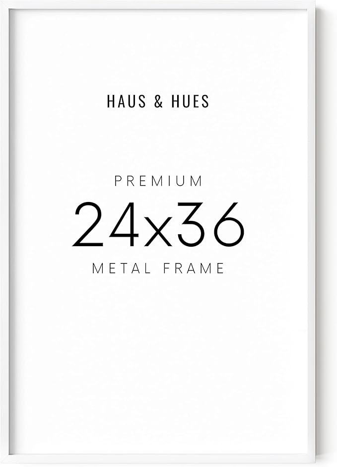 HAUS AND HUES 24x36 White Aluminum Poster Frame - Large Photo Display, Modern Design