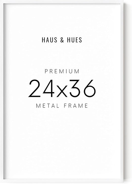 HAUS AND HUES 24x36 White Aluminum Poster Frame - Large Photo Display, Modern Design